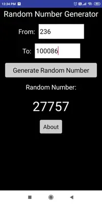 Random Number Generator android App screenshot 0