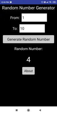 Random Number Generator android App screenshot 1